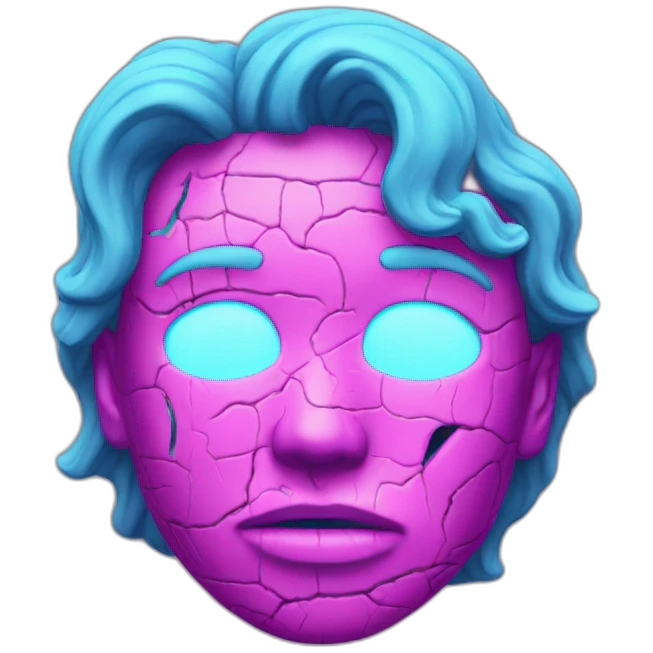 Vaporwave scarred face emoji