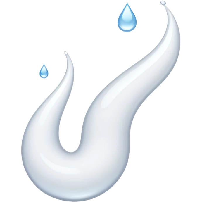 White liquid drops with tails flying to the left emoji