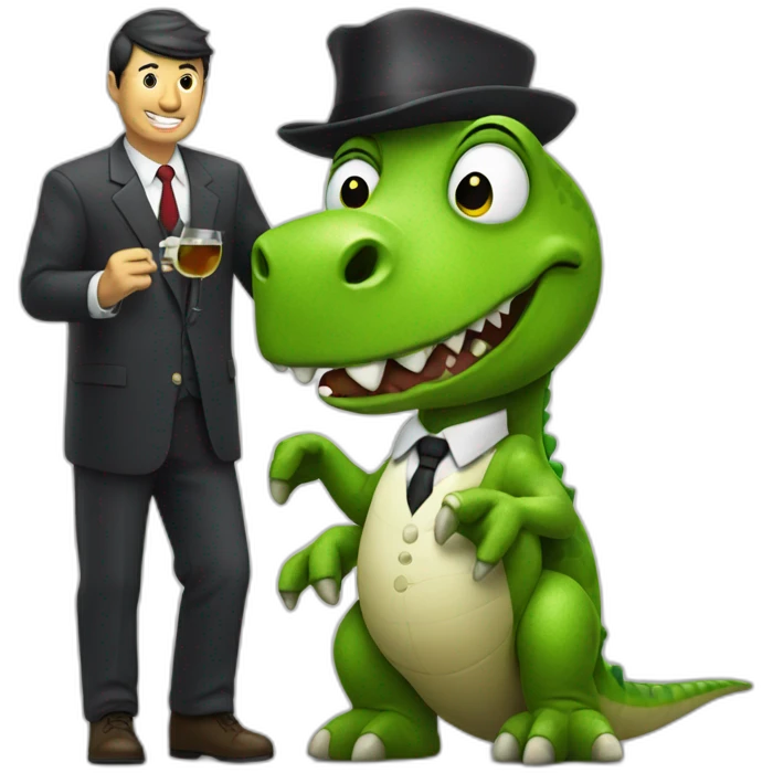 taxman with tipsy dinosaur emoji