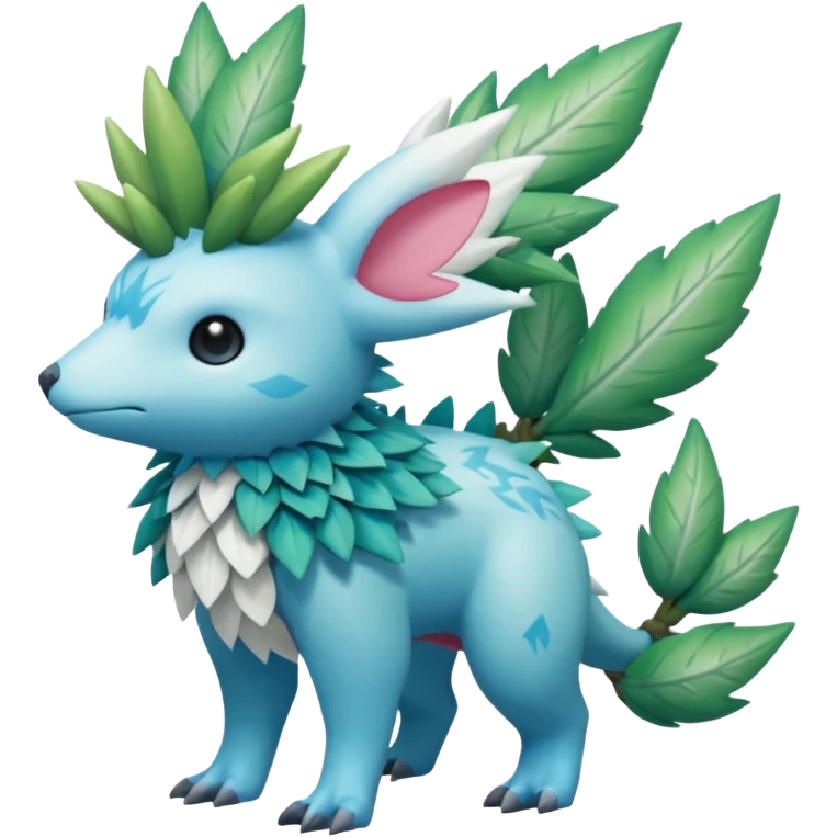 Blue hydro-elemental Virizion-Trico-Amaura-Shaymin-hybrid-creature (full body) emoji
