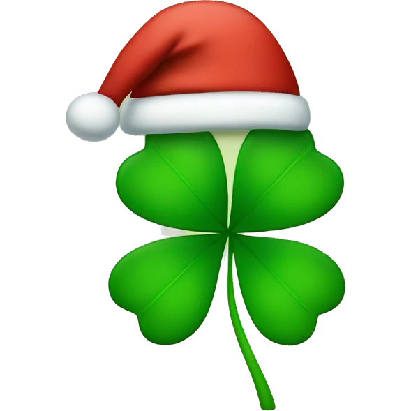 clover with four leaves and a red christmas hat  emoji