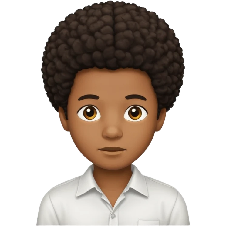 afro brown skin boy in white shirt emoji