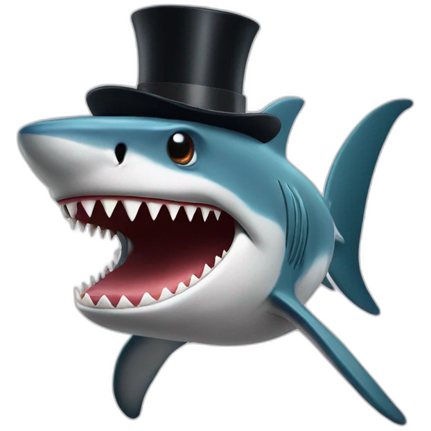Shark with a top hat emoji