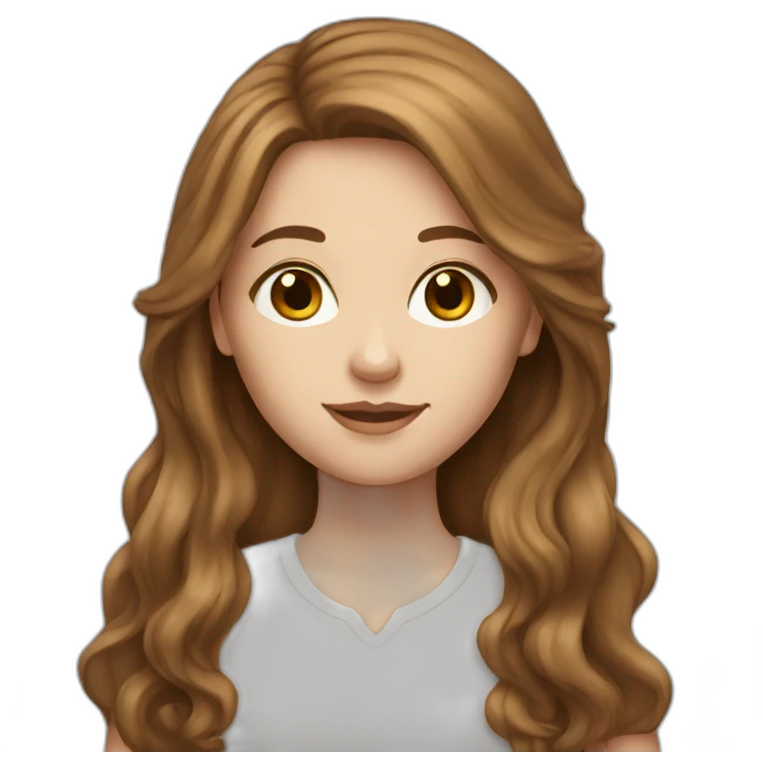 White girl with long brown hair emoji