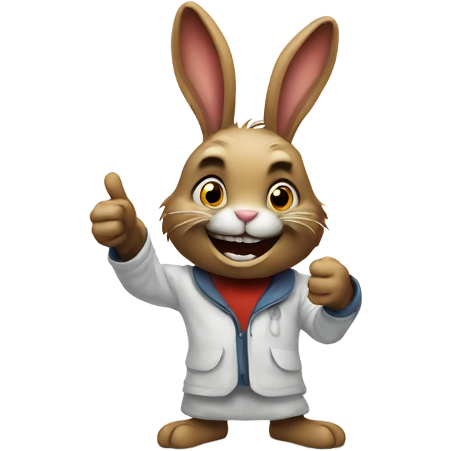 Scary rabbit giving the thumbs up emoji