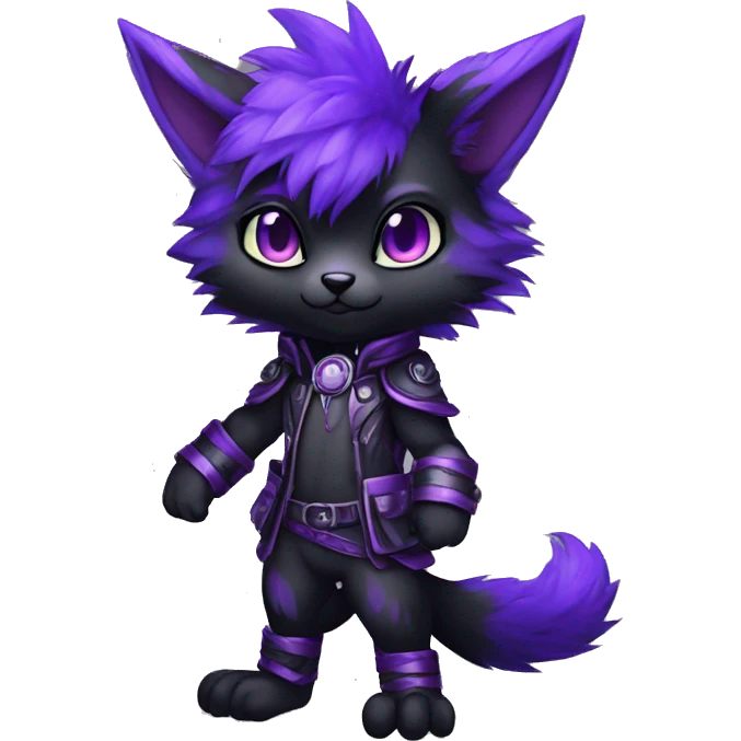 Anthro-Edgy-Cool-Black-Purple-Contrast-Colors-Fantasy-Fur-Sona-Chibi-Shiny-Fakémon-Hybrid full body emoji