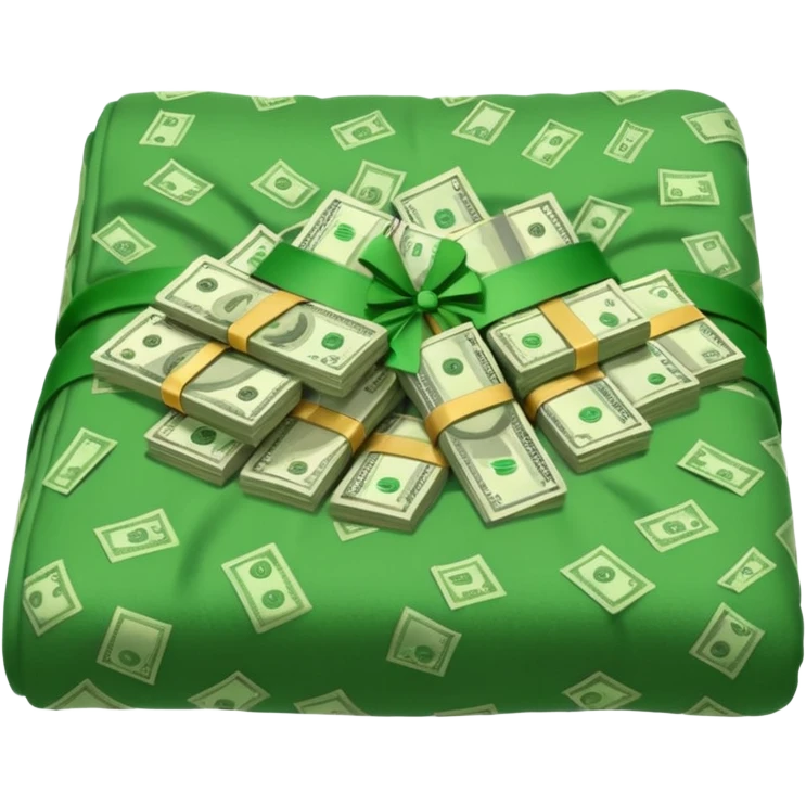 The blanket was spread wide open, and money lay beneath it. emoji