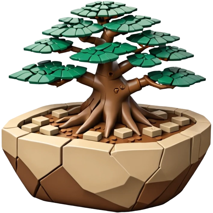 Stone Age rocks cracked and broken forming a very shallow bonsai pot Lego sans tree  emoji