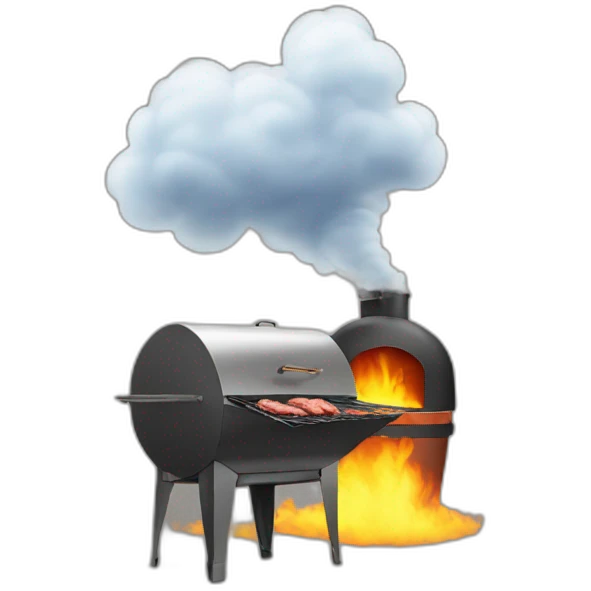 a meat smoker in the backyard billowing smoke emoji