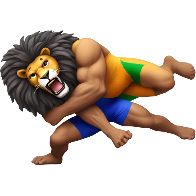 wrestler taming a lion emoji
