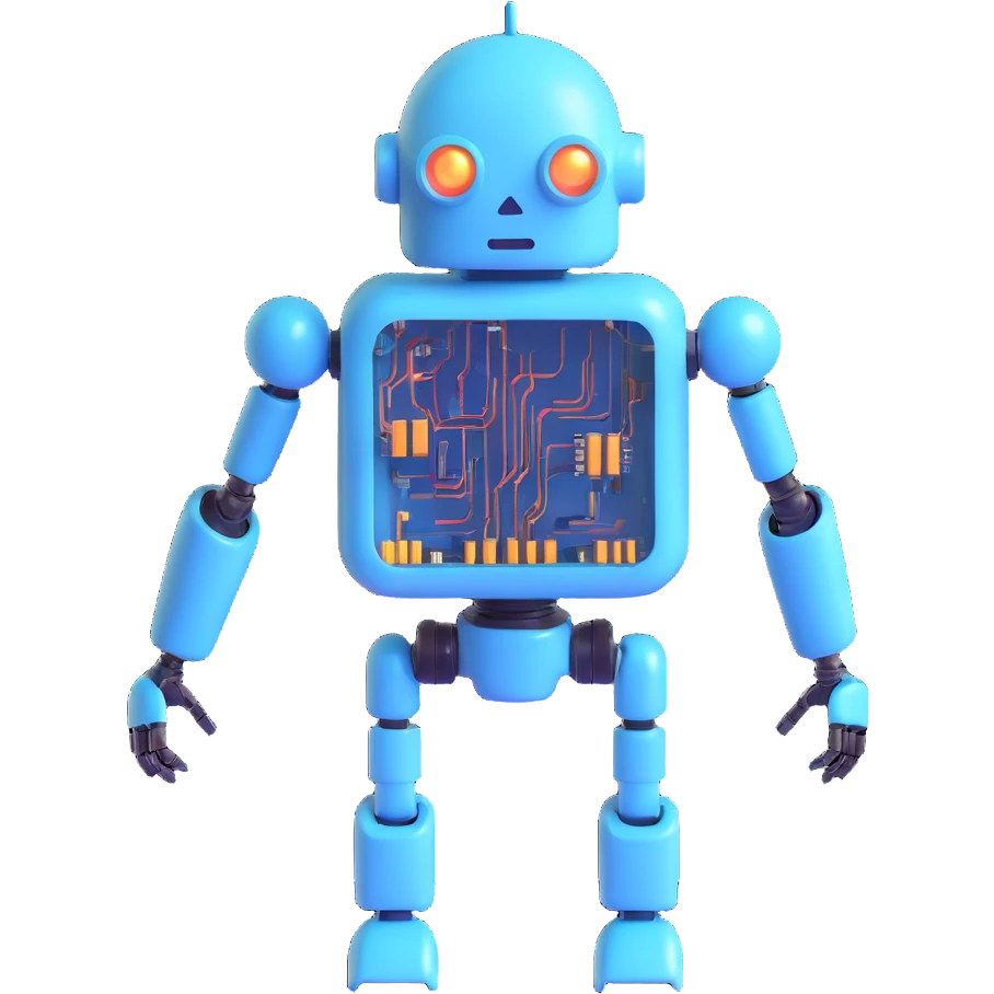 robot ghost with transparent body showing visible circuits, hovering emoji