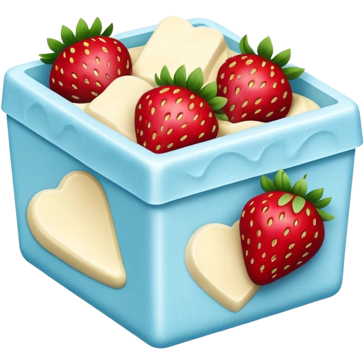 Strawberries in white chocolate in a pale blue package emoji