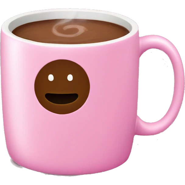 Pink mug with hot chocolate  emoji