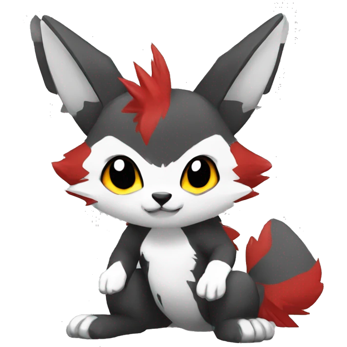 cool edgy black white grey punk red animal hybrid Fakemon full body emoji