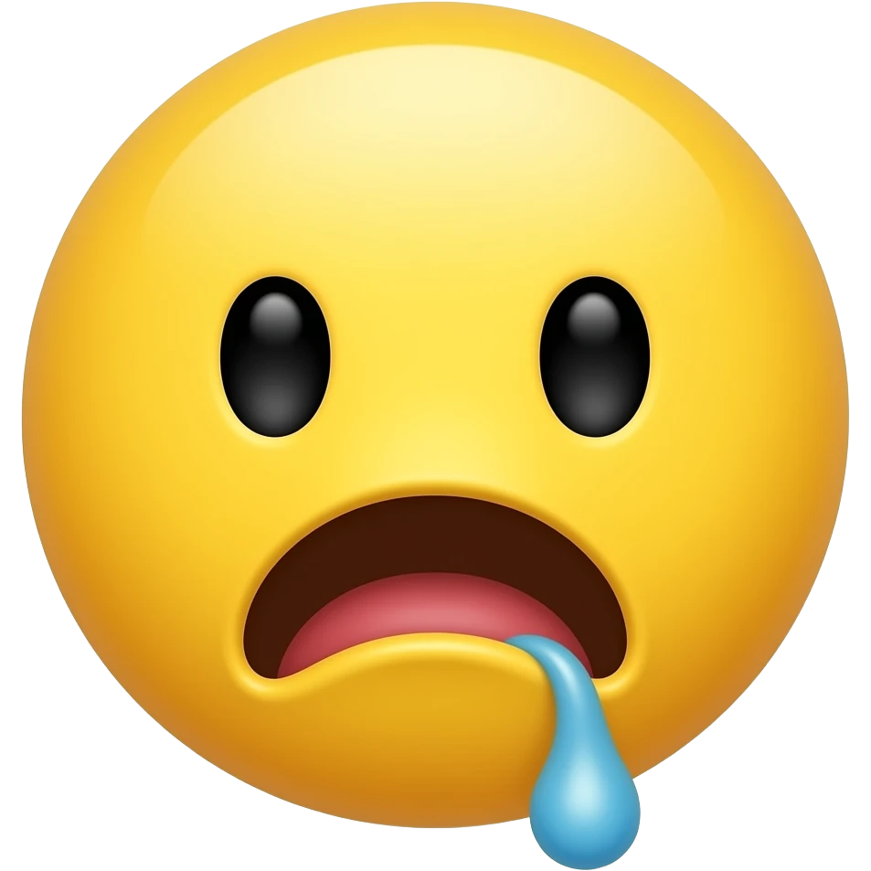 Yellow round glossy Emoji projectile vomiting emoji