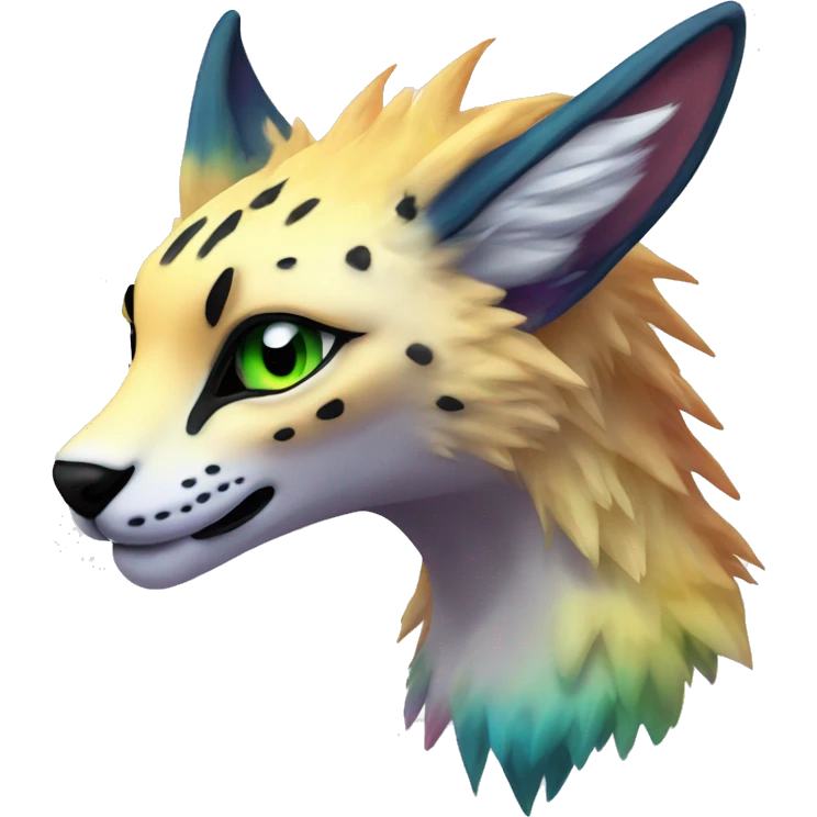 Epic Edgy Colorful ethereal eldritch Sergal-Serval-Fionbri emoji