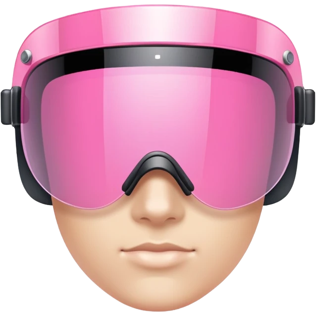 pink tinted shield visor glasses, frameless Y2K style, one continuous lens emoji