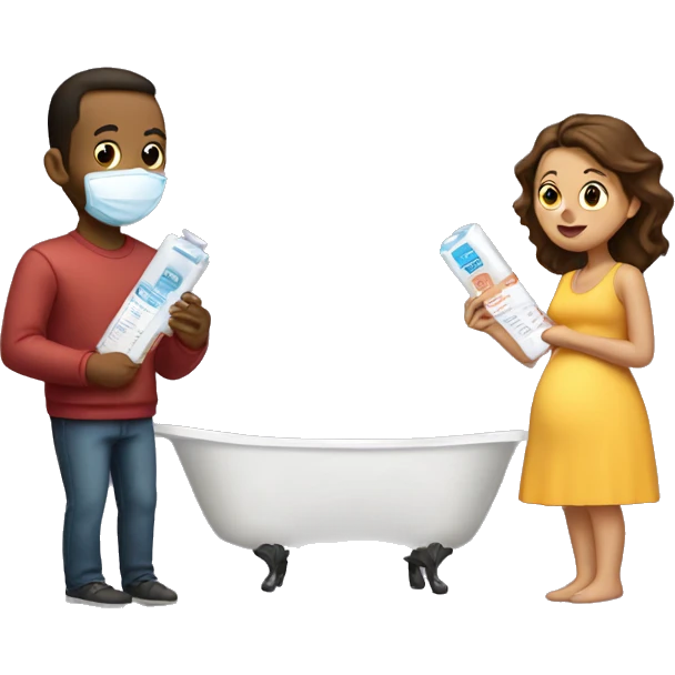 couple looking at pregnancy test emoji