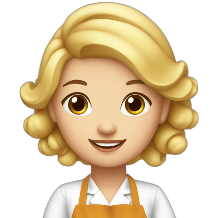 Blond girl in apron making croissants emoji
