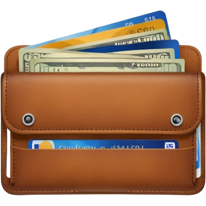 portefeuille marron avec pleins de billet et carte bancaire emoji