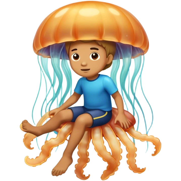 Boy riding a jellyfish emoji