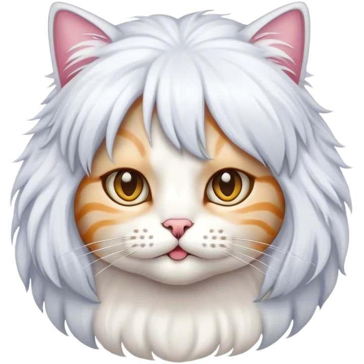 A cat wearing a wig emoji