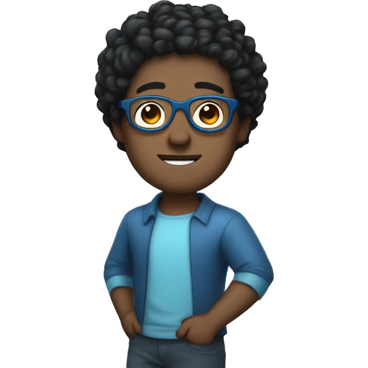 light guy with wavy short black hair and blue glasses emoji