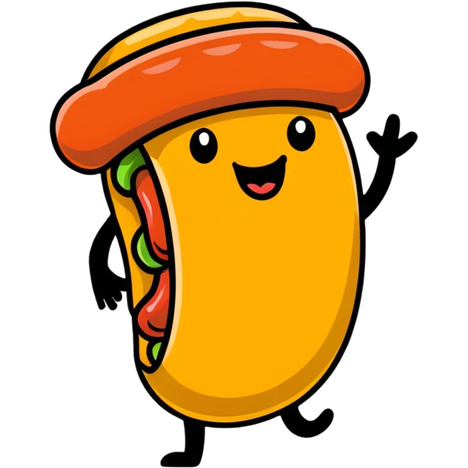 Happy hotdog character emoji