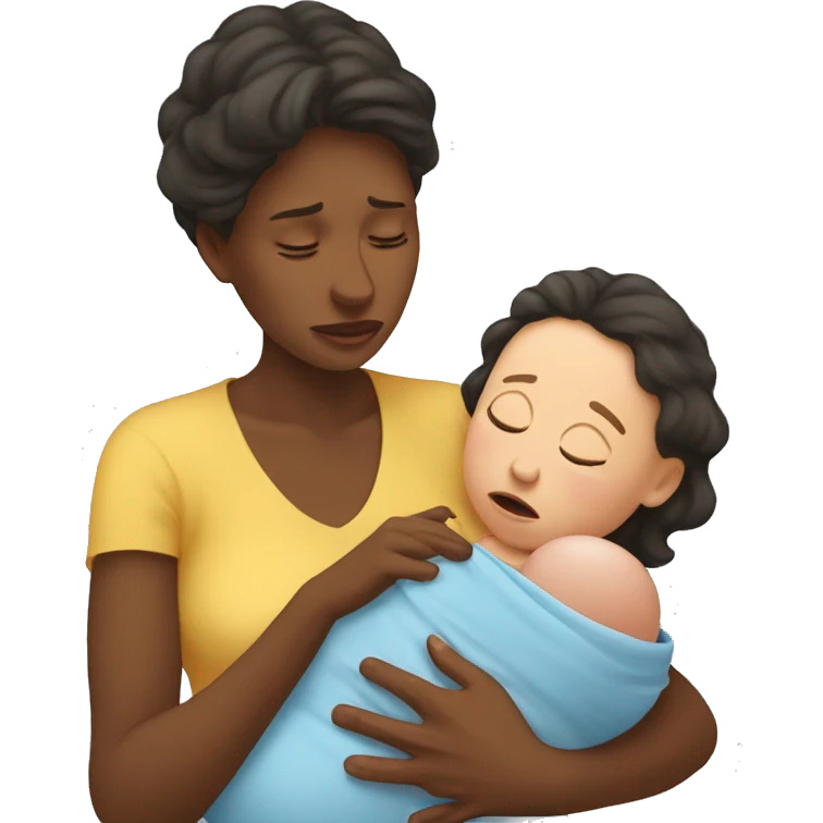 European mother crying with newborn emoji