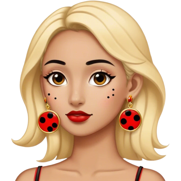 red earrings with five black spots emoji