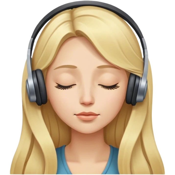 Woman with long blonde hair listening to music with closed eyes emoji