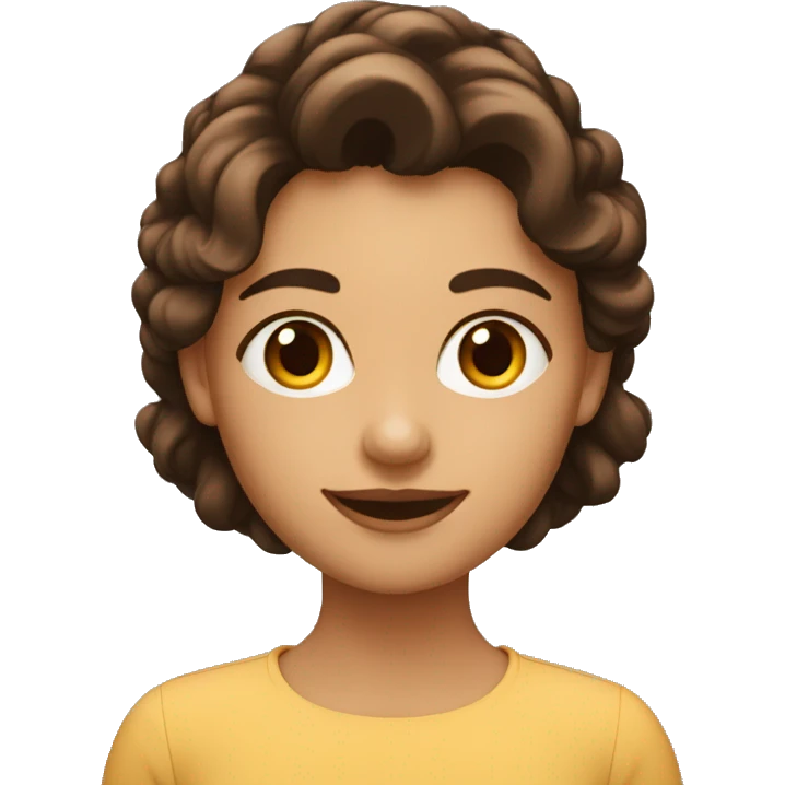 una chica de pelo marron oscuro ondulado joven emoji
