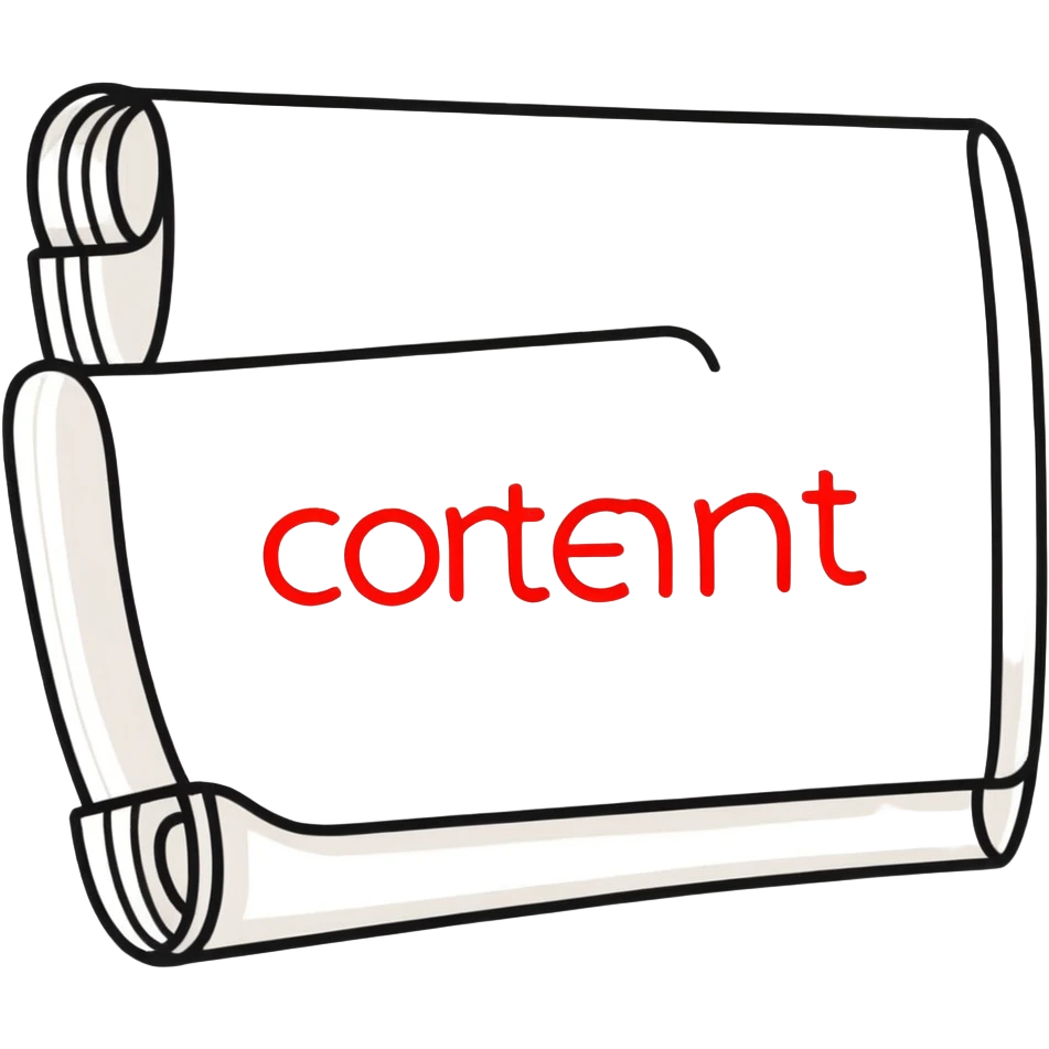 Writing of the word Content in red emoji