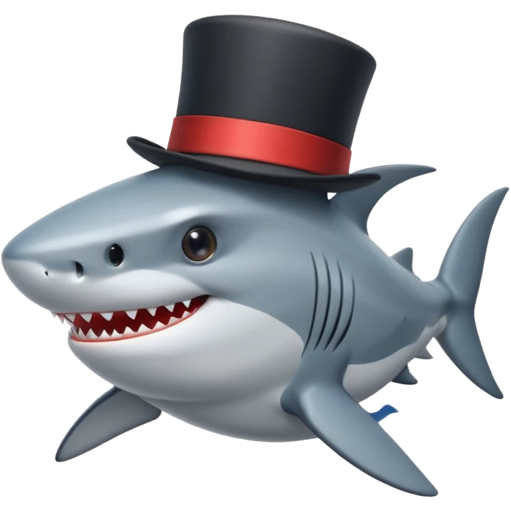 Shark with a top hat emoji