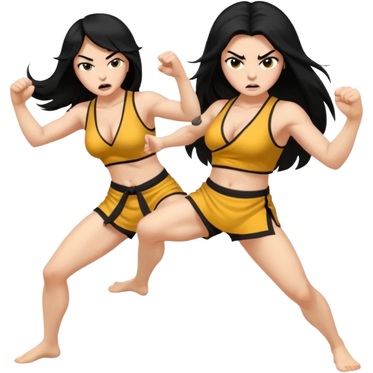 long black hair ((naked ))female big big boobs full body barefoot  ((black Thick pubic hair )) anger kung fu kicking Remove clothes emoji