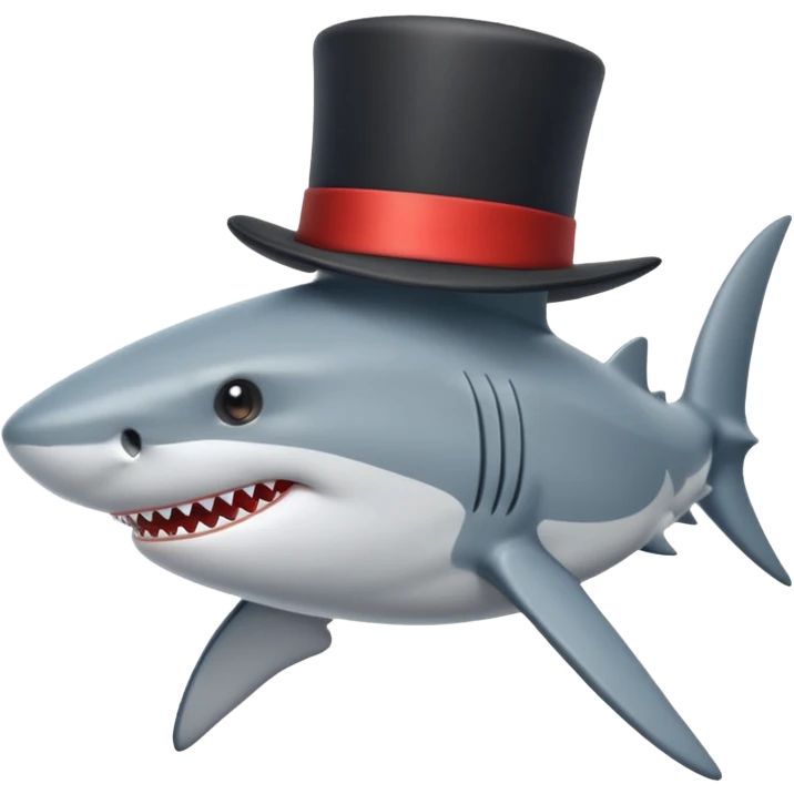Shark with a top hat emoji