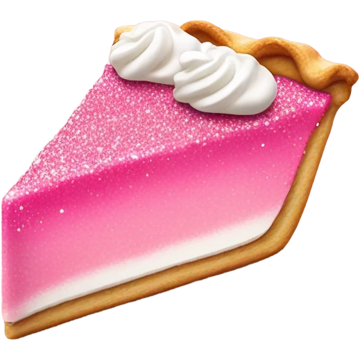 Hot pink slice of pie with light pink whip cream and glitter  emoji
