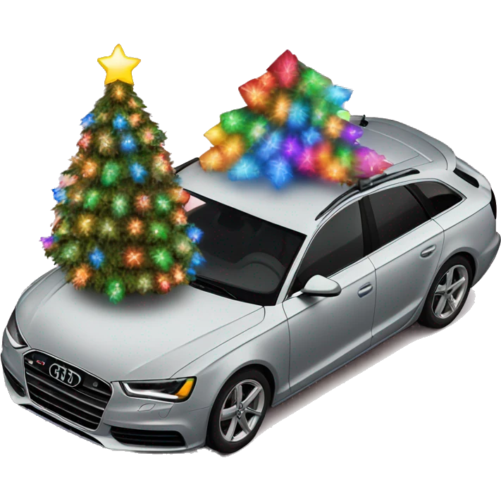  Audi covered in colorful Christmas lights and a Christmas tree on the roof  emoji
