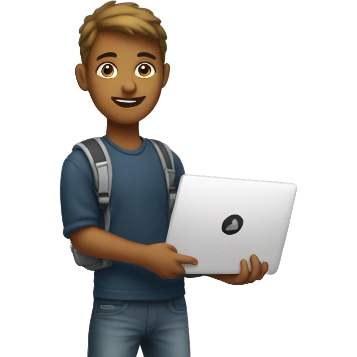college student holding a laptop emoji