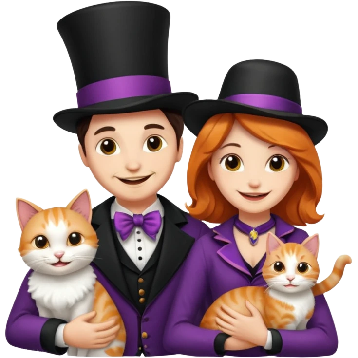 magician couple and their pet cat emoji