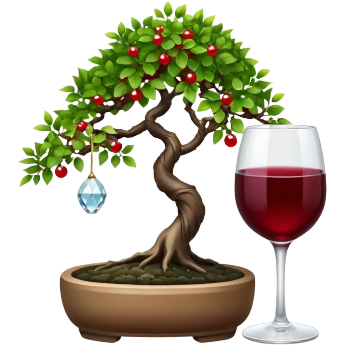 Bonsai tree with glass of wine emoji
