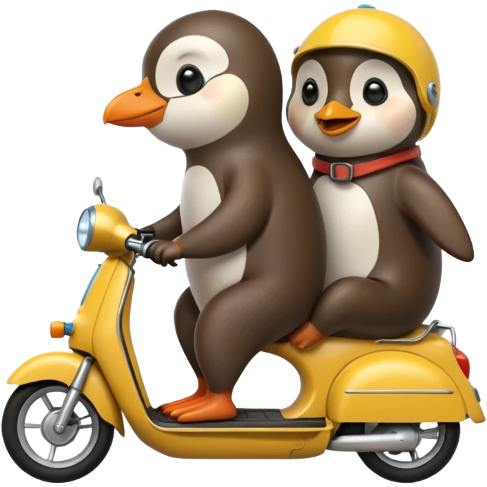 penguin and otter on moped emoji