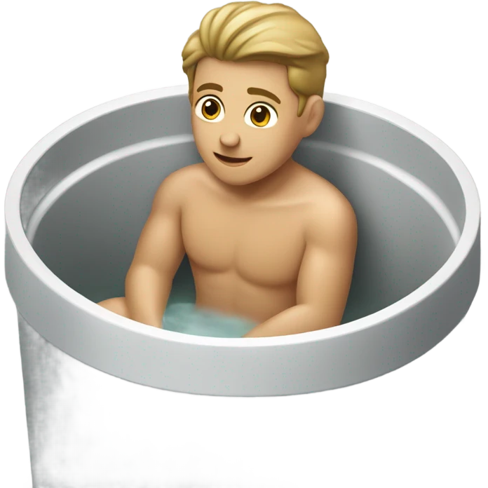 white male bathing with small bucket emoji