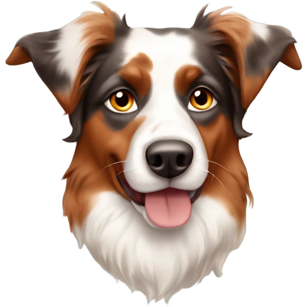 Red merle Australian shepperd with one standing ear and one falling  emoji