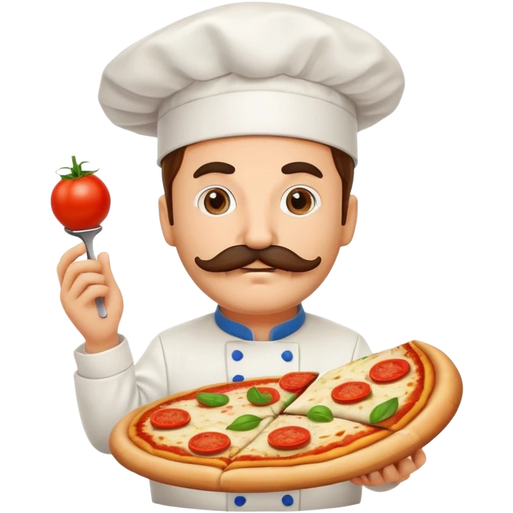 Italian pizza with chef hat and mustache emoji