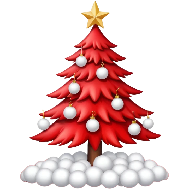red Christmas tree with white star and white Christmas balls emoji