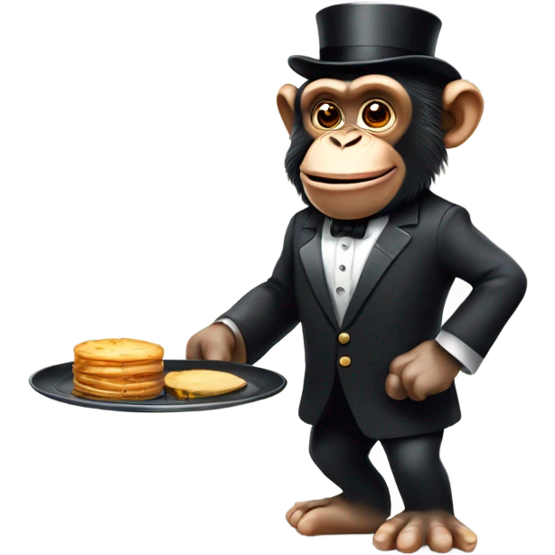 Chimpanzee butler with a platter emoji