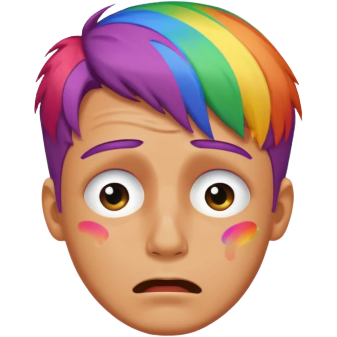 man crying with colored lgbt hair emoji