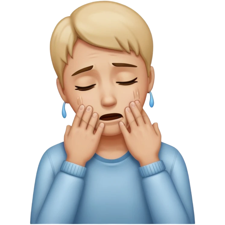 person holding hands on neck crying emoji
