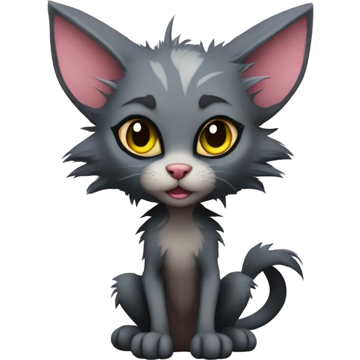 Anthro Punk Lykoi Cat Full body emoji